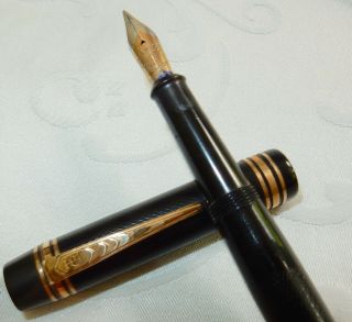 ANTIQUE ONOTO DE LA RUE FOUNTAIN PEN No 5 14K GOLD MED FLEX NEAR - 140 mm 7