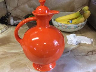 Rare Vintage Fiestaware Radioactive Red Orange Carafe Pitcher 3