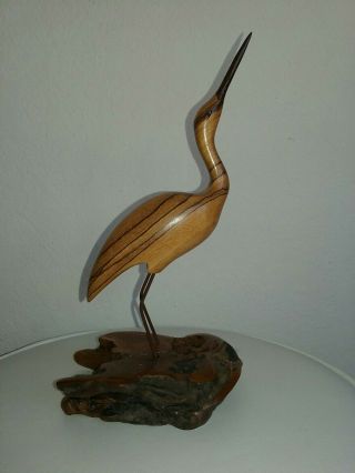 Bruce Stamp Signed 1995 Vintage Shore Bird Walnut Sculpture Manzanita Burl 10 "