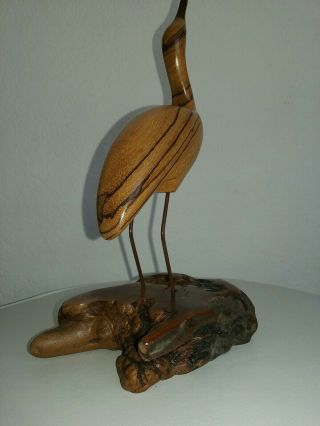Bruce Stamp Signed 1995 Vintage Shore Bird Walnut Sculpture Manzanita Burl 10 