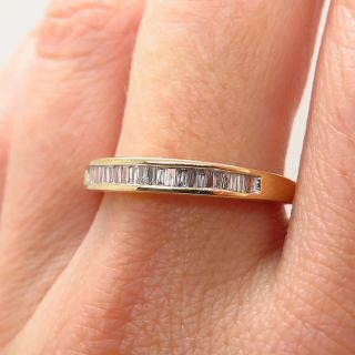 Vintage 585/14k Yellow Gold W/ Baguette Diamond 0.  30ct Stackable Ring
