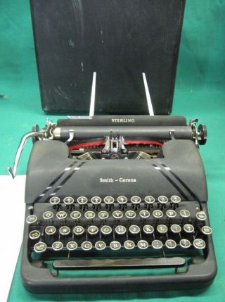 Vintage Art Deco Smith Corona 4a In Black Sterling Portable Typewriter