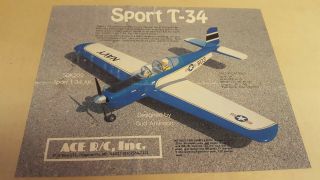 Vintage Ace R/c Sport T - 34 R/c Airplane Kit Nib.