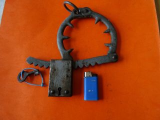 OLD ANTIQUE LEG HANDCUFFS CUFFS WITH POINT AND KEY LOCK PADLOCK KEYS TORTURE 8