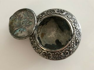 LOVELY SILVER PILL BOX.  Russia 1900s.  Lorie 84.  With angels.  93 gr 4