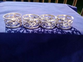 Hard To Find Matching Set 4 Vintage Taxco Mexican Sterling Silver Napkin Rings