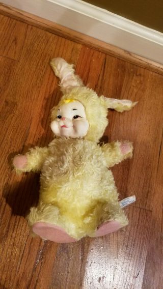 Vintage Rushton Company Star Creation Rabbit Yellow Bunny with Rubber Face 2