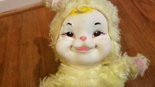 Vintage Rushton Company Star Creation Rabbit Yellow Bunny with Rubber Face 4