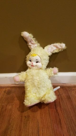 Vintage Rushton Company Star Creation Rabbit Yellow Bunny with Rubber Face 5