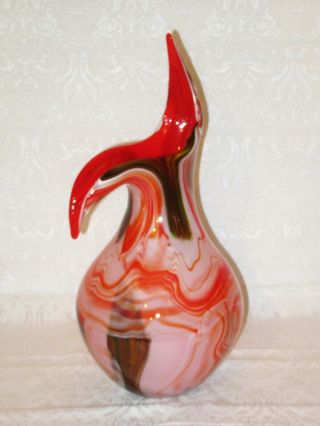 15 " Murano Vase Sculpture Italy Mid Century Modern Art Glass Vase Orange Vintage