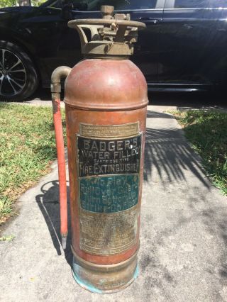 Vintage Rare Badger Antique Copper/brass Bell System Fire Extinguisher Ks - 6878