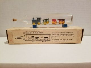 Vintage Tiny Train Set In Glass Bottle Made In Taiwan Mib A9046
