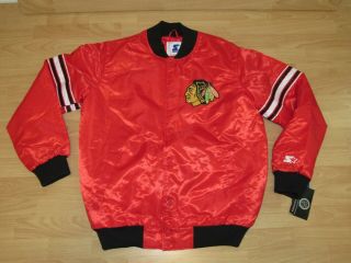 Chicago Blackhawks Draft Pick Satin Vintage Style Starter Jacket Men 