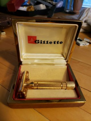 Vintage 1955? Minty A - 2 Gillette Gold Diplomat? Safety Razor Case Box