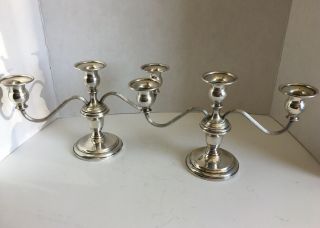 Vintage Pair Arrowsmith Sterling Silver 3 Way Convertible Candelabra