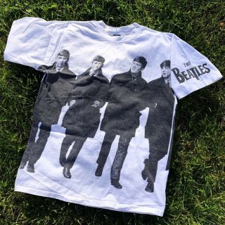 Vintage The Beatles All Over Print Shirt Size Large Single Stitch
