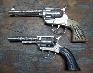 2 Vintage Toy Cap Guns Matel Fanner 50 & Pony Boy