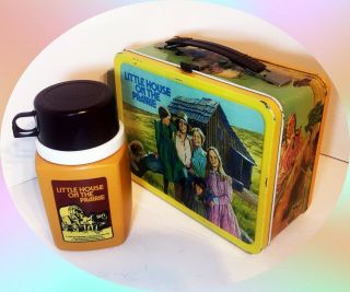Vintage 1978 Little House On The Prairie Metal Lunch Box And Thermos