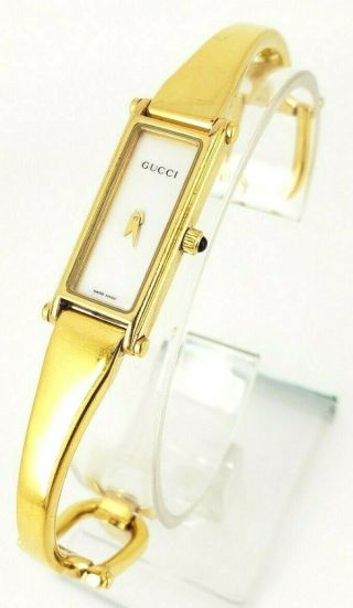 Gucci Ladies Gold Plated Steel Bracelet Bangle Watch Pearl Women Swiss 1500l