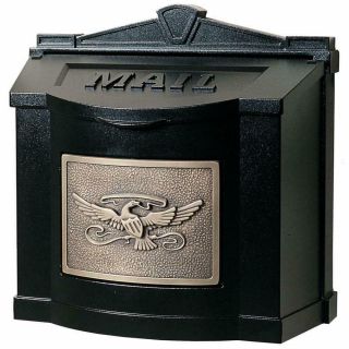 Gaines Eagle Accent Wall Mount Mailbox Black With Antique Bronze Wm - 6