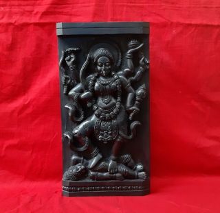 Hindu God Durga Kali Vintage Wall Panel Statue Sculpture Plaque Rare Home Decor
