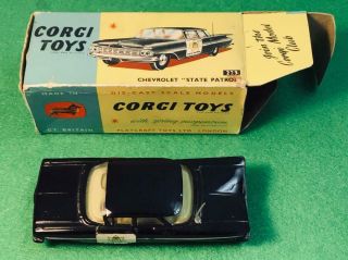 Vintage Corgi 1959 Chevrolet Impala " State Patrol " With Antenna And Box