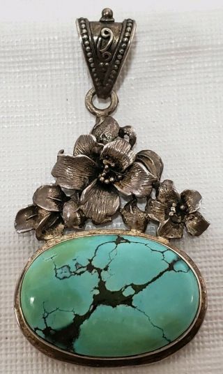 Vintage Sterling Silver And Turquoise Pendant