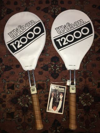Vintage 2x Wilson T2000 Tennis Racquet Jimmy Connors With Tags Usa Made
