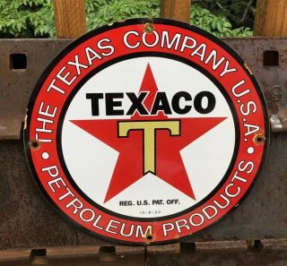 Vintage Texaco Gasoline Porcelain Sign Gas Station Pump Plate Motor Oil
