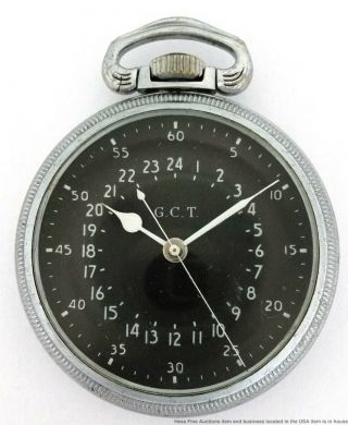 Vintage 4992b Hamilton Gct 22 Jewel Military Wwii Pocket Watch To Fix
