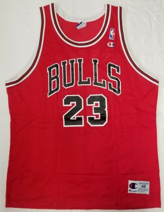 Michael Jordan Chicago Bulls Nba Champion Jersey Men Sz 48/xl Vtg 90s