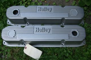 Vintage Holley Aluminum Valve Covers Bb Mopar Mickey Thompson Style M/t 383 440