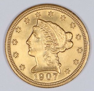 1907 $2 1/2 Gold Liberty Quarter Eagle Uncirculated Bu Unc Vintage Pre - 1933