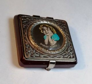 Old Vintage Very Rare Shirley Temple Trinket Box Metal Enamel Glass ? Mini Jewel