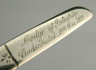 Rare Masonic Sterling Silver Lodge Of Integrity 5149 Letter Opener 1929