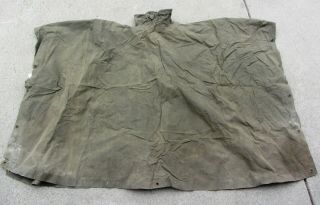 Vintage Wwii Ww2 Us Army Military Green Poncho Made Rain Cape