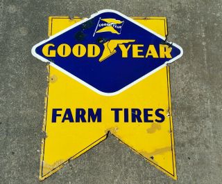 Vintage Advertising Goodyear Farm Tires Porcelain Sign Display