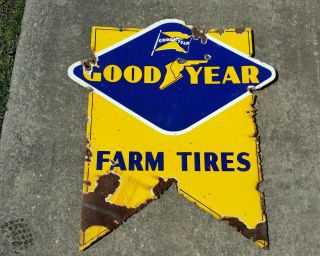 Vintage advertising goodyear farm tires porcelain sign display 7