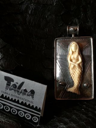 Vintage Tabra Heavily Embossed Sterling ‘little Mermaid’ Pendant