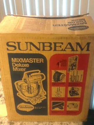 Vtg Sunbeam Deluxe Stand Mixer Chrome Open Box /original Packaging,  Book -