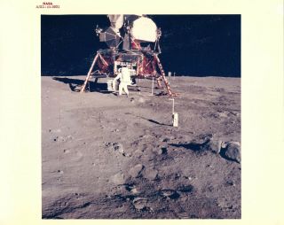 Vintage Nasa Apollo 11 Photo Buzz Aldrin Deploys Experiments On The Moon Red No.