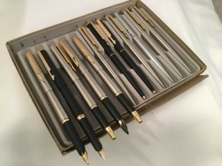 Parker Arrow Vintage Fountain Rollerball Ballpoint Pencil 12x Set Pens (jlc)