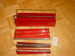 Snap - On Tools 5 Vintage Empty Red Metal Socket Trays