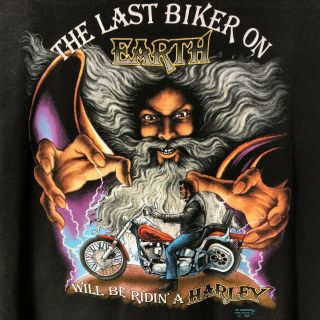 Harley Davidson Black 3d T - Shirt Last Biker On Earth Vintage 1990 Men 3x