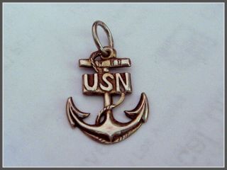 Vtg Sterling Silver Us Navy Ww Ii Anchor U S N Pendant.