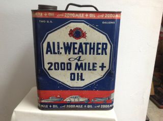 Vintage Metropolitan Oil Co All Weather Motor Oil Can Two Gallon Empty 4