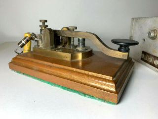 Vtg Antique J.  H Bunnell Morse Code Key Ham Telegraph Keyer W/ Tube Oscillator