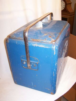 Vintage 1950 ' s ' Drink Pepsi Cola ' Blue Metal Cooler (Complete) 7