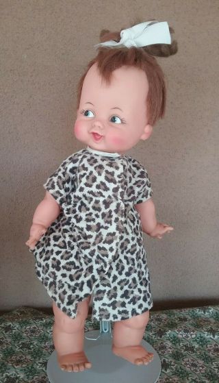 Pebbles Ideal Vintage Doll Flinstone 14 " Television 1960s Thumbelina Face Vinyl