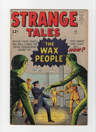 Strange Tales 93 Vintage Marvel Atlas Comic Pre - Hero Horror Wax People 12c
